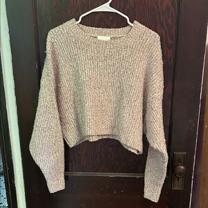 Pink Rose Textured Knit Sweater - Beige
